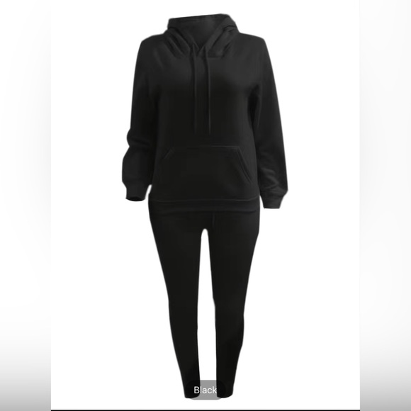 Casual Drawstring Pantsuits Two-piece Set, Loose Long Sweatpants Set - Picture 5 of 11